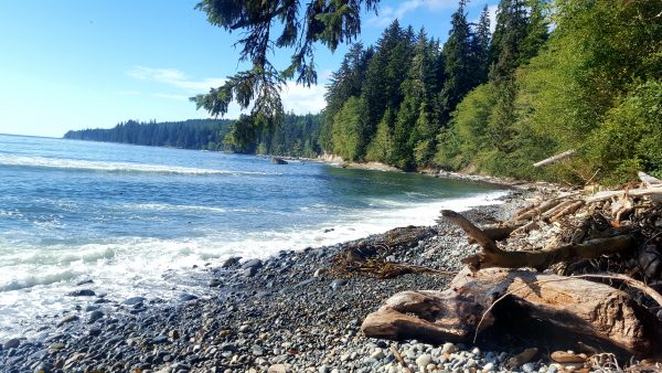 The quiet beach on Vancouver Island in Canada.
